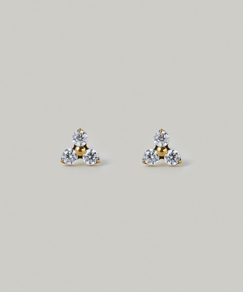 Jolie Toujours(ジョリトゥジュール)の「【汗や水に強い】<ステンレス>CZプチクローバーピアス(ピアス(両耳用)・レディース・シルバー/ピンクゴールド/ゴールド・FREE)」の1枚目の写真