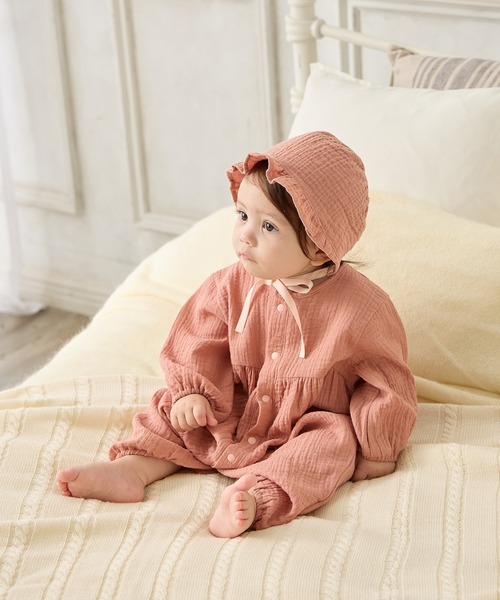 Rosemadame（ローズマダム）の「【親子でお揃い】Ｗガーゼベビー退院着/コットン100％/ベビーギフト（ベビーギフト・キッズ・モカ/アイボリー/オレンジ・FREE）」の21枚目の写真