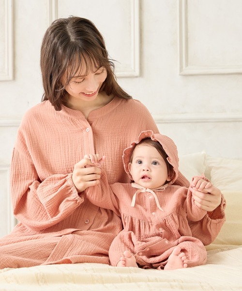 セール】【親子でお揃い】Wガーゼベビー退院着/コットン100％/ベビー