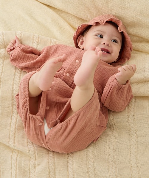 Rosemadame（ローズマダム）の「【親子でお揃い】Ｗガーゼベビー退院着/コットン100％/ベビーギフト（ベビーギフト・キッズ・モカ/アイボリー/オレンジ・FREE）」の12枚目の写真