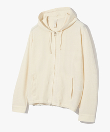 Punching Knit Hooded Zip-Up Ivory