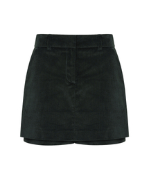 CORDUROY LAYERED SKIRT PANTS_Deep Green