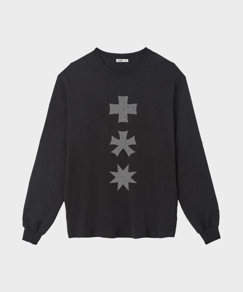 mydeepbluememories(マイディープブルーメモリーズ)の「THREE LOGO LONG SLEEVE T(BLACK)(Tシャツ/カットソー・レディース・ブラック・FREE)」の3枚目の写真