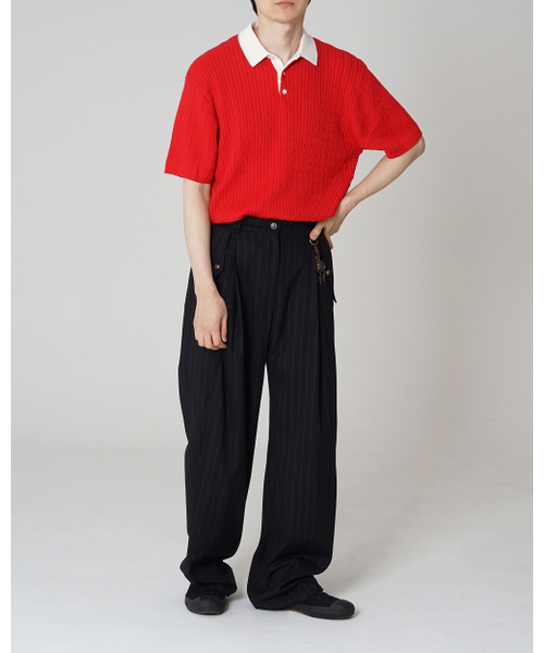 POKER FACE（ポーカーフェイス）の「CABLE RUGBY HALF SLEEVE KNIT RED（ポロシャツ・メンズ・その他・48/50）」の6枚目の写真