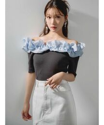 MERCURYDUO | 2WAY異素材ランダムラッフルニット(ニット/セーター)