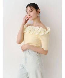 MERCURYDUO | 2WAY異素材ランダムラッフルニット(ニット/セーター)