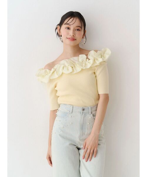 マーキュリーデュオ　2WAY異素材ランダムラッフルニット 2WAY異素材ランダムラッフルニット（ニット/セーター）｜MERCURYDUO