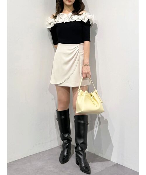 MERCURYDUO（マーキュリーデュオ）の「2WAY異素材ランダムラッフルニット（ニット/セーター・レディース・チャコールグレー/フレッシュイエロー/その他1/ネイビー・FREE）」の16枚目の写真