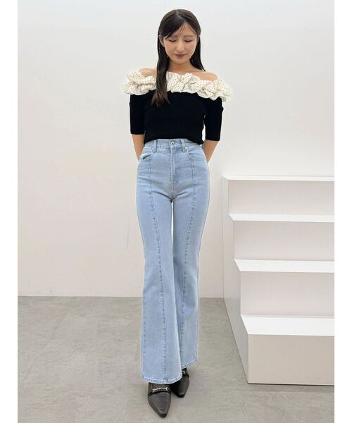 MERCURYDUO（マーキュリーデュオ）の「2WAY異素材ランダムラッフルニット（ニット/セーター・レディース・チャコールグレー/フレッシュイエロー/その他1/ネイビー・FREE）」の14枚目の写真