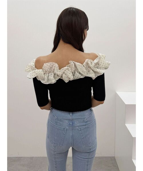 MERCURYDUO（マーキュリーデュオ）の「2WAY異素材ランダムラッフルニット（ニット/セーター・レディース・チャコールグレー/フレッシュイエロー/その他1/ネイビー・FREE）」の22枚目の写真