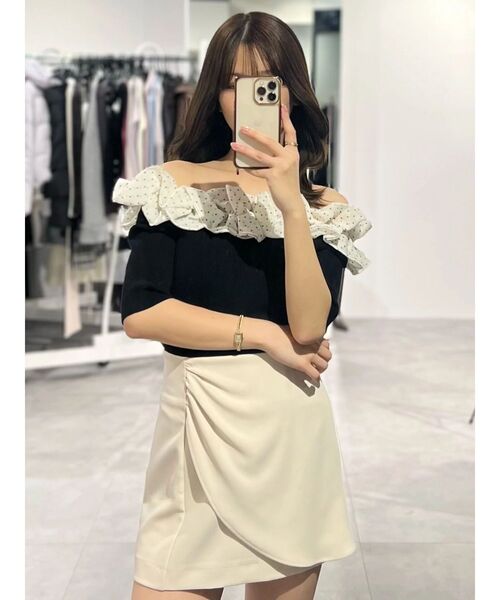 MERCURYDUO（マーキュリーデュオ）の「2WAY異素材ランダムラッフルニット（ニット/セーター・レディース・チャコールグレー/フレッシュイエロー/その他1/ネイビー・FREE）」の20枚目の写真