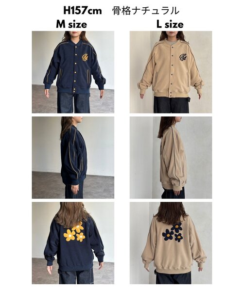 CPCM(シーピーシーエム)の「バックフラワーフリーススタジャン(ブルゾン・メンズ・アイボリー/ネイビー・LARGE/MEDIUM)」の8枚目の写真
