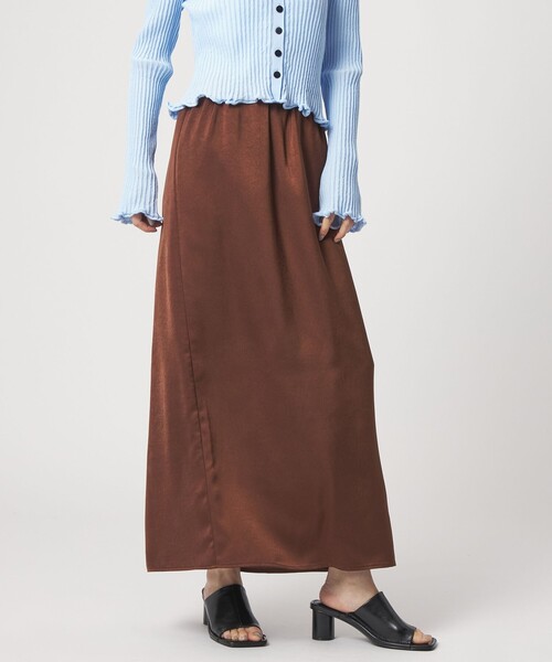 EMMEL REFINES(エメルリファインズ)の「<EMMEL REFINES>EM ワッシャーVTG イージーサテンスカート(スカート・レディース・ライトブルー/イエロー/ブラウン・M/S)」の5枚目の写真