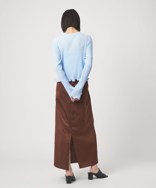 EMMEL REFINES(エメルリファインズ)の「<EMMEL REFINES>EM ワッシャーVTG イージーサテンスカート(スカート・レディース・ライトブルー/イエロー/ブラウン・M/S)」の9枚目の写真