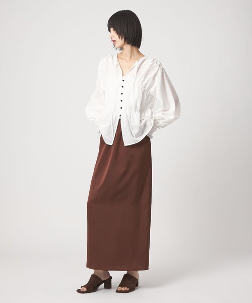 EMMEL REFINES(エメルリファインズ)の「<EMMEL REFINES>EM ワッシャーVTG イージーサテンスカート(スカート・レディース・ライトブルー/イエロー/ブラウン・M/S)」の10枚目の写真