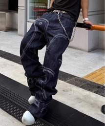 FreeZone | 立体ステッチ ワイドY2Kデニム(デニムパンツ)