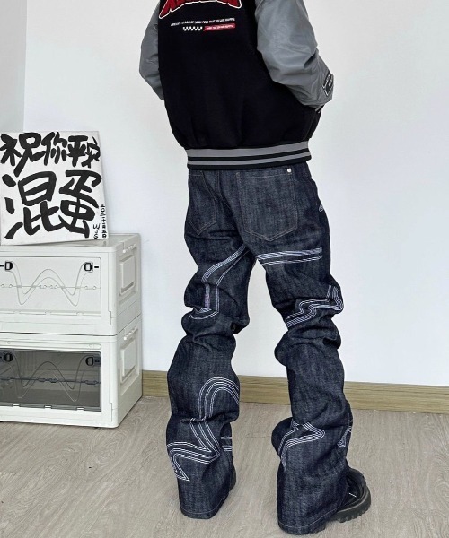 FreeZone(フリーゾーン)の「立体ステッチ ワイドY2Kデニム(デニムパンツ・メンズ・ブルー・S/M/L)」の8枚目の写真