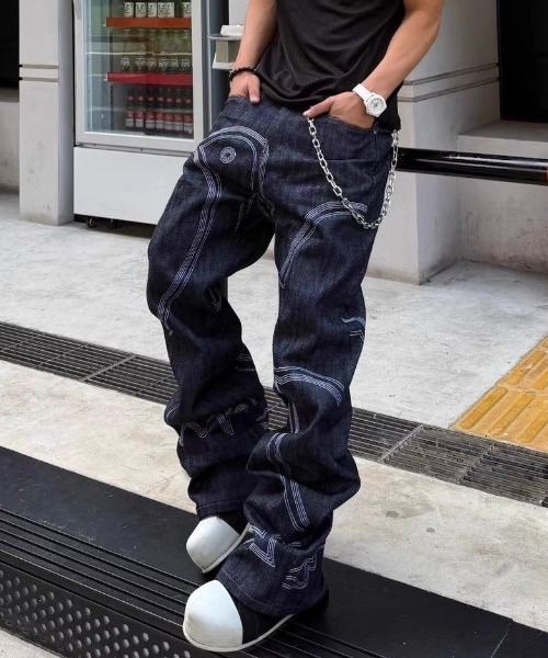 FreeZone(フリーゾーン)の「立体ステッチ ワイドY2Kデニム(デニムパンツ・メンズ・ブルー・S/M/L)」の18枚目の写真