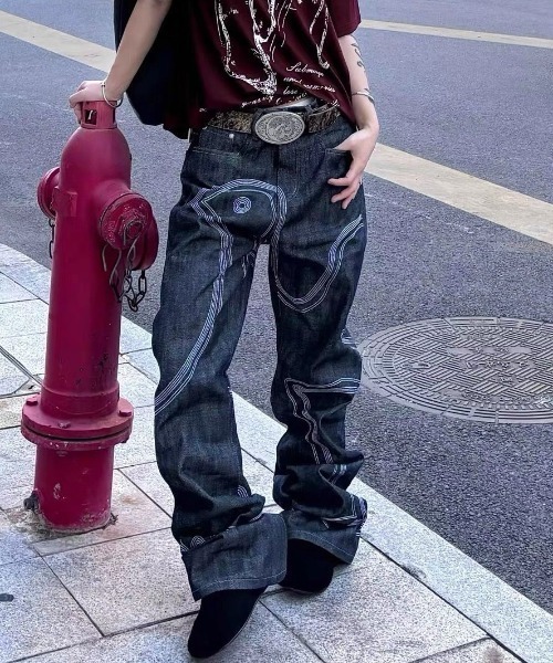 FreeZone(フリーゾーン)の「立体ステッチ ワイドY2Kデニム(デニムパンツ・メンズ・ブルー・S/M/L)」の19枚目の写真