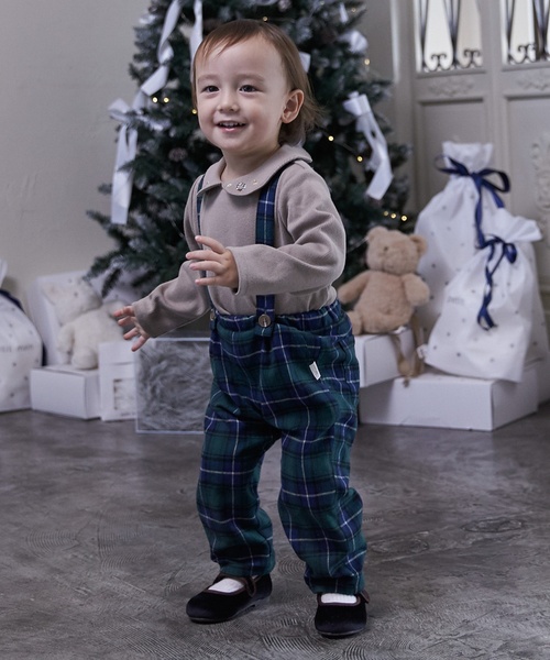 petit main（プティマイン）の「衿つき長T+サスつきパンツセット（セットアップ・キッズ・グリーン/レッド・110cm/80ｃｍ/100cm/90cm）」の22枚目の写真