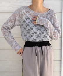 Q（キュー）の「レーシーライントップス（Tシャツ/カットソー）」