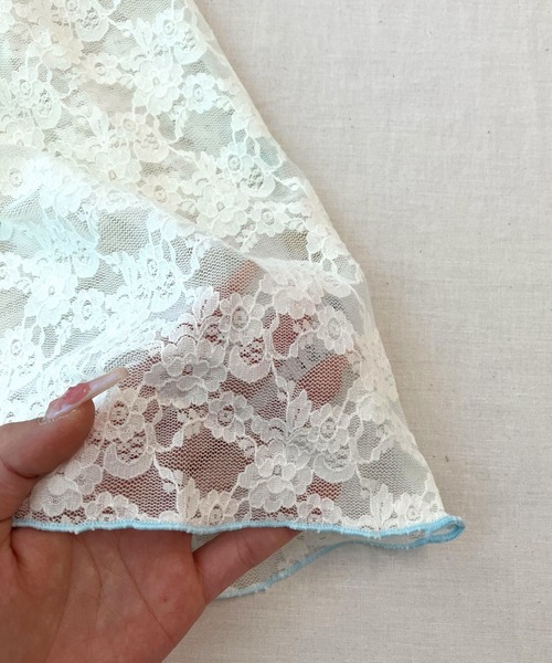 Q(キュー)の「レーシーライントップス(Tシャツ/カットソー・レディース・アイボリー/オリーブ・MEDIUM)」の10枚目の写真