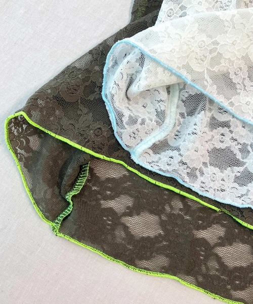 Q(キュー)の「レーシーライントップス(Tシャツ/カットソー・レディース・アイボリー/オリーブ・MEDIUM)」の8枚目の写真