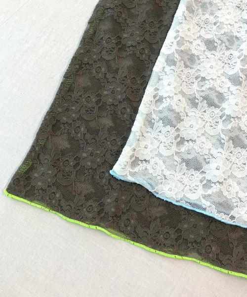 Q(キュー)の「レーシーライントップス(Tシャツ/カットソー・レディース・アイボリー/オリーブ・MEDIUM)」の7枚目の写真