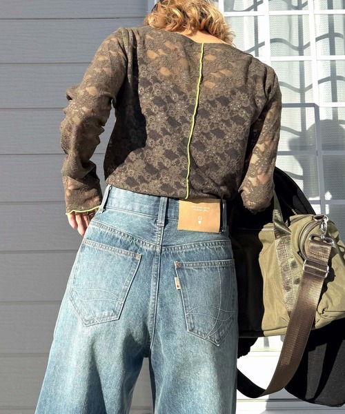 Q(キュー)の「レーシーライントップス(Tシャツ/カットソー・レディース・アイボリー/オリーブ・MEDIUM)」の20枚目の写真