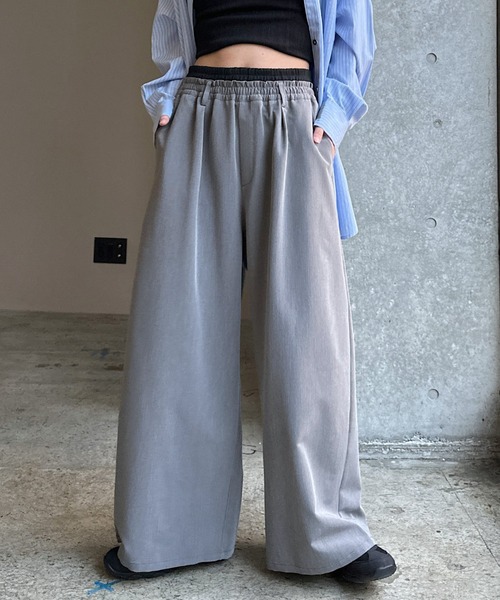 PAGEBOY(ページボーイ)の「ダブルウエストイージーパンツ(スラックス・レディース・ブラック/グレー/オフホワイト・FREE)」の1枚目の写真