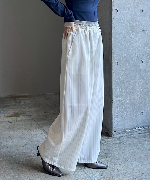 PAGEBOY(ページボーイ)の「ダブルウエストイージーパンツ(スラックス・レディース・ブラック/グレー/オフホワイト・FREE)」の8枚目の写真