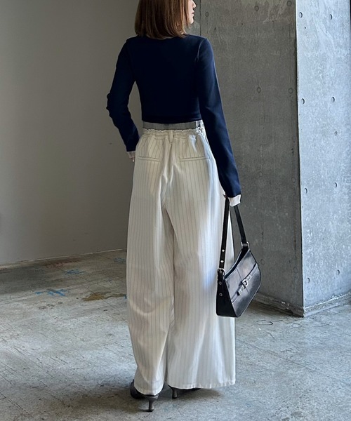 PAGEBOY(ページボーイ)の「ダブルウエストイージーパンツ(スラックス・レディース・ブラック/グレー/オフホワイト・FREE)」の7枚目の写真