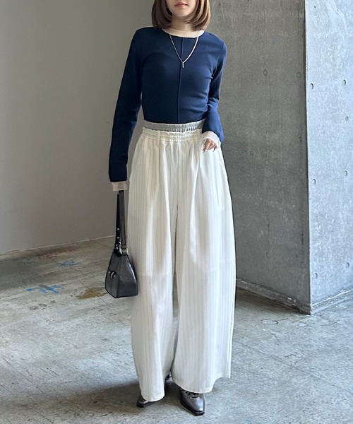 PAGEBOY(ページボーイ)の「ダブルウエストイージーパンツ(スラックス・レディース・ブラック/グレー/オフホワイト・FREE)」の4枚目の写真