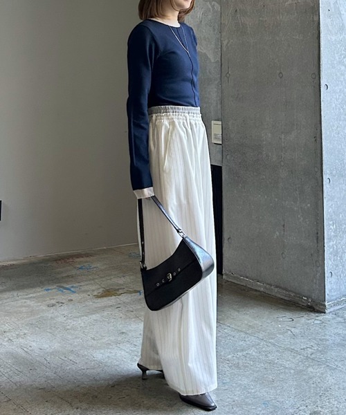 PAGEBOY(ページボーイ)の「ダブルウエストイージーパンツ(スラックス・レディース・ブラック/グレー/オフホワイト・FREE)」の5枚目の写真