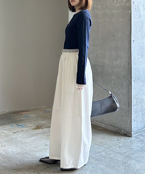 PAGEBOY(ページボーイ)の「ダブルウエストイージーパンツ(スラックス・レディース・ブラック/グレー/オフホワイト・FREE)」の6枚目の写真