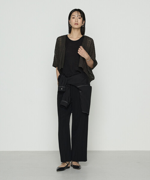 Gabardine K.T(ギャバジンケーティー)の「〔 +サイズ 〕 ドライオーガンジー ステッチワークドルマンシャツ(シャツ/ブラウス・レディース・オフホワイト/グレー/ブラック・13号)」の17枚目の写真