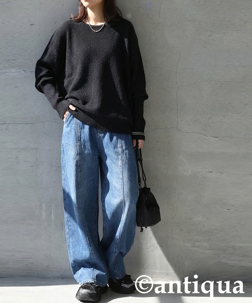 antiqua（アンティカ）の「鹿の子編み ニット（ニット/セーター・レディース・アイボリー/ブラック・ONESIZE）」の13枚目の写真