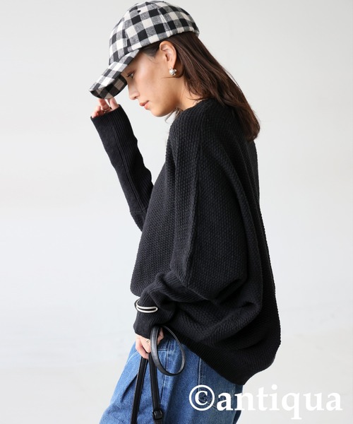 antiqua（アンティカ）の「鹿の子編み ニット（ニット/セーター・レディース・アイボリー/ブラック・ONESIZE）」の14枚目の写真