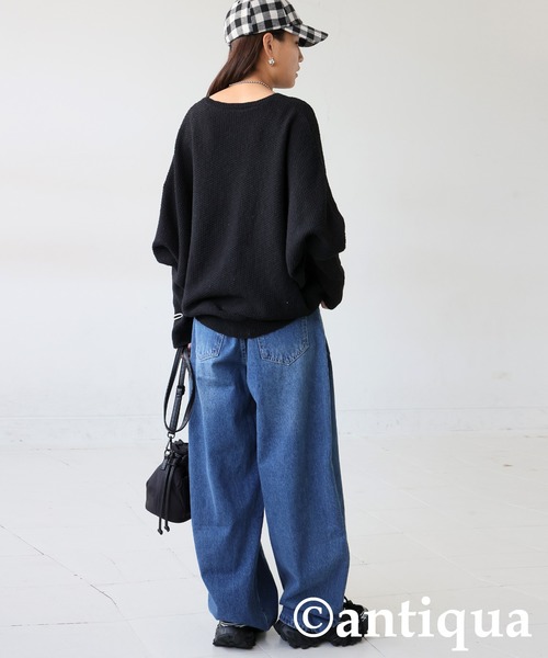 antiqua（アンティカ）の「鹿の子編み ニット（ニット/セーター・レディース・アイボリー/ブラック・ONESIZE）」の15枚目の写真