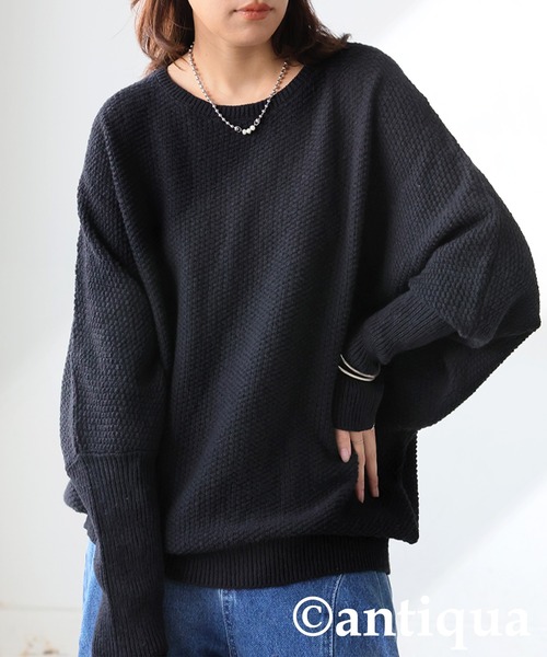 antiqua（アンティカ）の「鹿の子編み ニット（ニット/セーター・レディース・アイボリー/ブラック・ONESIZE）」の16枚目の写真