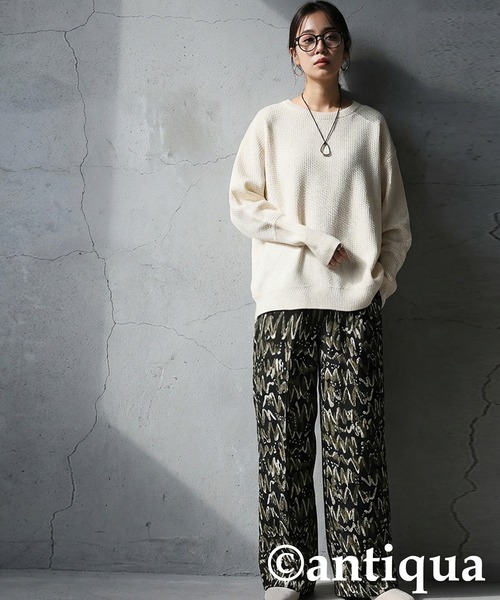 antiqua（アンティカ）の「鹿の子編み ニット（ニット/セーター・レディース・アイボリー/ブラック・ONESIZE）」の7枚目の写真