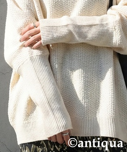 antiqua（アンティカ）の「鹿の子編み ニット（ニット/セーター・レディース・アイボリー/ブラック・ONESIZE）」の8枚目の写真