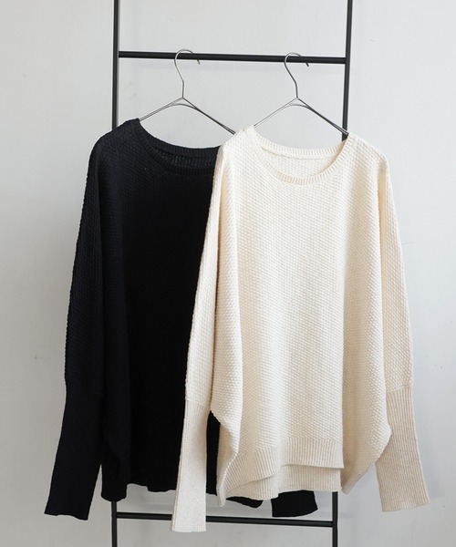 antiqua（アンティカ）の「鹿の子編み ニット（ニット/セーター・レディース・アイボリー/ブラック・ONESIZE）」の11枚目の写真