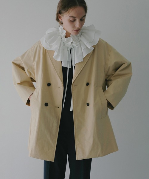 MANOF(マノフ)の「BATTING HALF COAT(その他アウター・レディース・ブラック/ベージュ・S/M)」の2枚目の写真