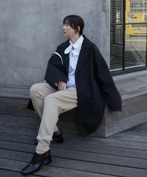MANOF（マノフ）の「BATTING HALF COAT（その他アウター・レディース・ブラック/ベージュ・S/M）」の4枚目の写真