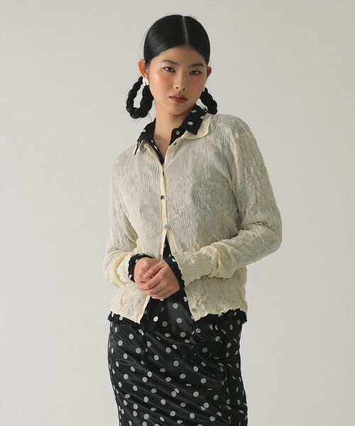 Ray BEAMS（レイビームス）の「シアー リブ ニット ポロ カーディガン（カーディガン/ボレロ・レディース・ブラック/ホワイト系その他6/ピンク・ONE SIZE）」の7枚目の写真