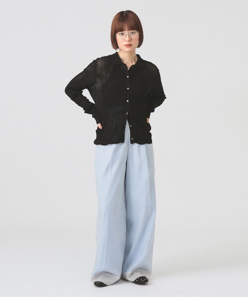 Ray BEAMS（レイビームス）の「シアー リブ ニット ポロ カーディガン（カーディガン/ボレロ・レディース・ブラック/ホワイト系その他6/ピンク・ONE SIZE）」の8枚目の写真