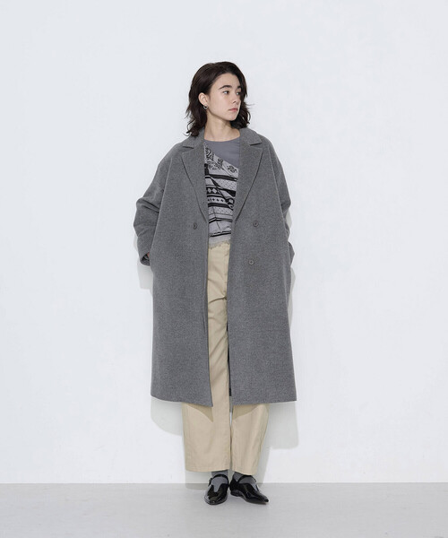 K.T KIYOKO TAKASE（キヨコタカセ）の「リサイクルアンゴラウール ロングチェスターコート（チェスターコート・レディース・チャコール/ブラック・7号/9号）」の7枚目の写真