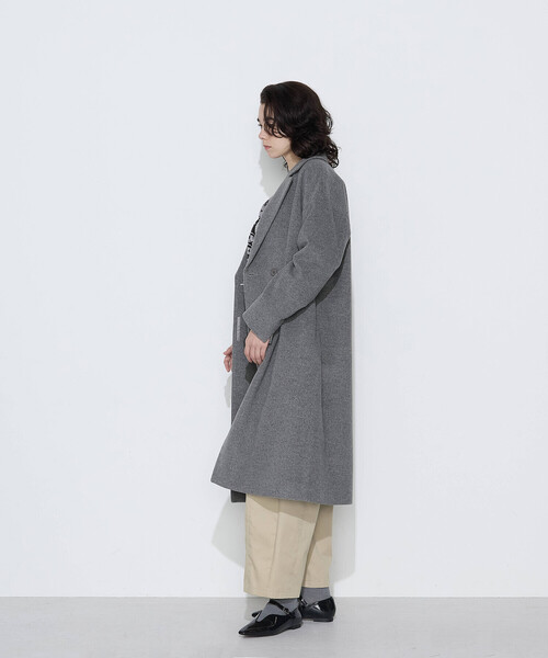 K.T KIYOKO TAKASE（キヨコタカセ）の「リサイクルアンゴラウール ロングチェスターコート（チェスターコート・レディース・チャコール/ブラック・7号/9号）」の8枚目の写真