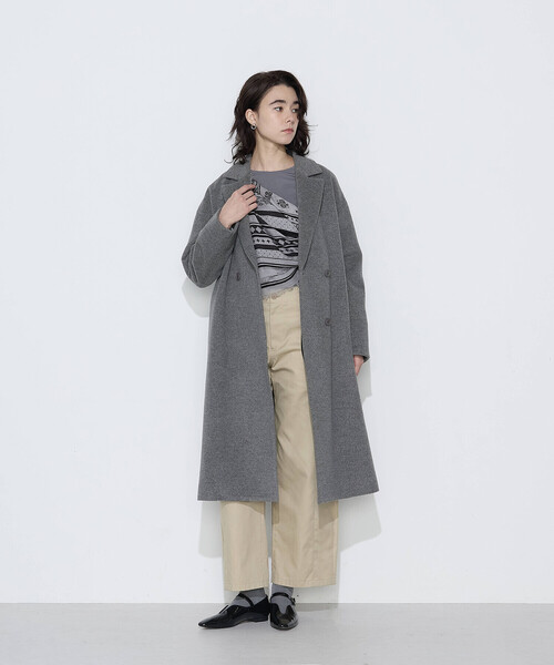 K.T KIYOKO TAKASE（キヨコタカセ）の「リサイクルアンゴラウール ロングチェスターコート（チェスターコート・レディース・チャコール/ブラック・7号/9号）」の9枚目の写真